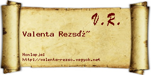 Valenta Rezső névjegykártya